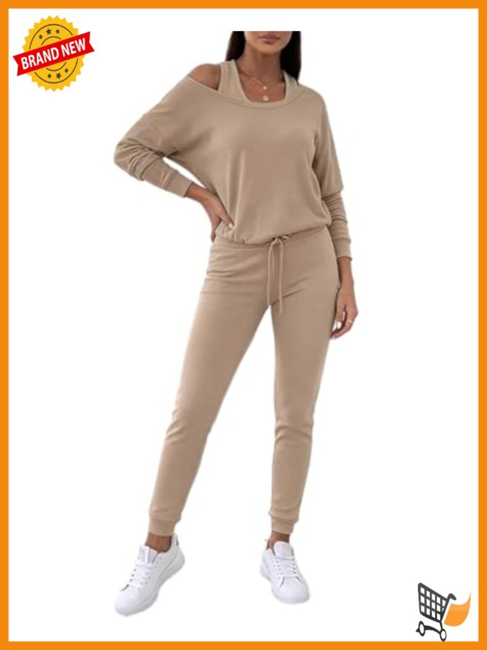 3 Piece Ribbed Lounge Set Off Shoulder Sweatshirt Cami Joggers